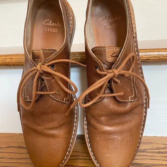 Clarks Men's Size 10M Tan Leather Low Oxford Shoes in EUC - Picture 12 of 16